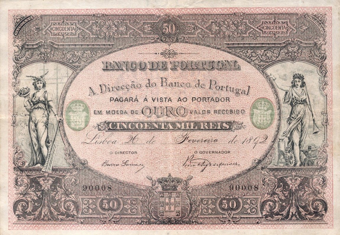Front of Portugal p62: 50 Mil Reis from 1886