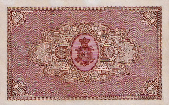 Back of Portugal p66: 1 Mil Reis from 1891