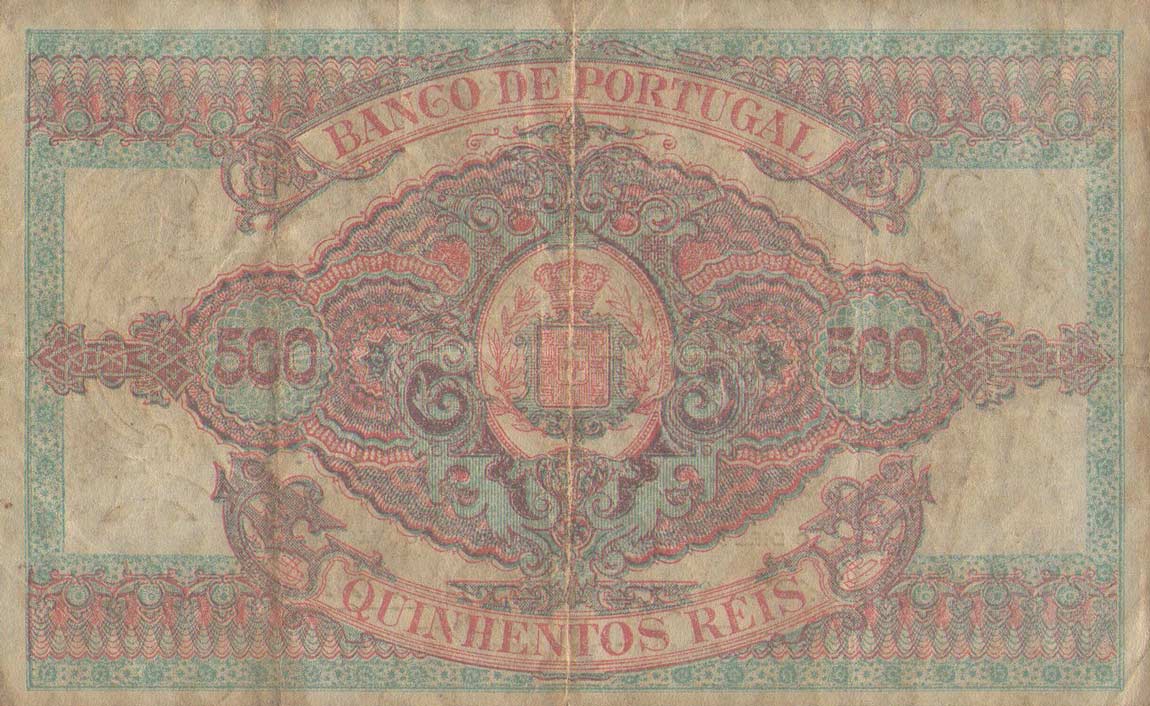 Back of Portugal p72: 500 Reis from 1899