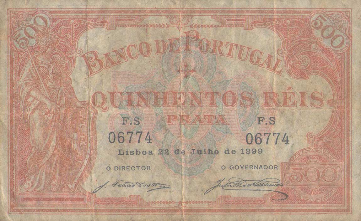 Front of Portugal p72: 500 Reis from 1899