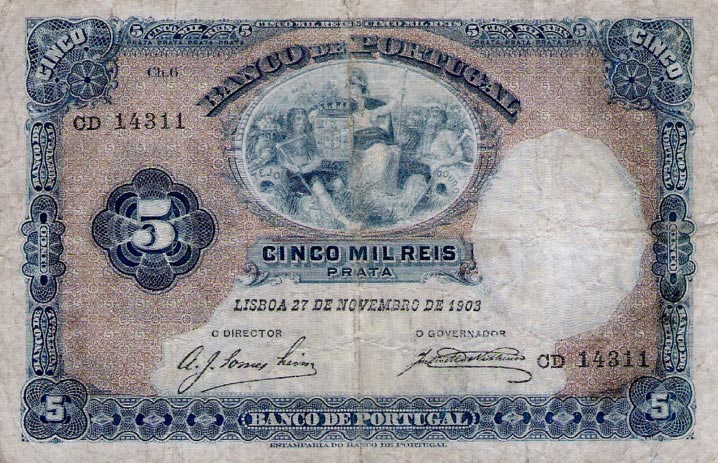Front of Portugal p83a: 5 Mil Reis from 1903