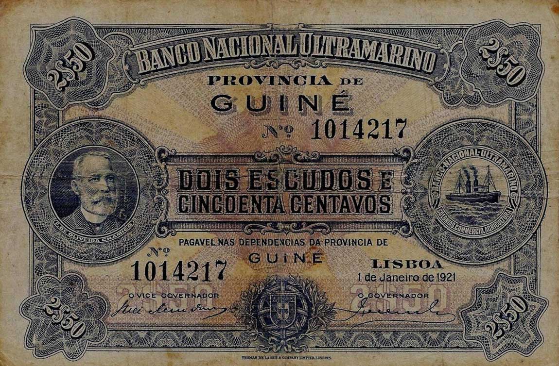 Front of Portuguese Guinea p13a: 2.5 Escudos from 1921
