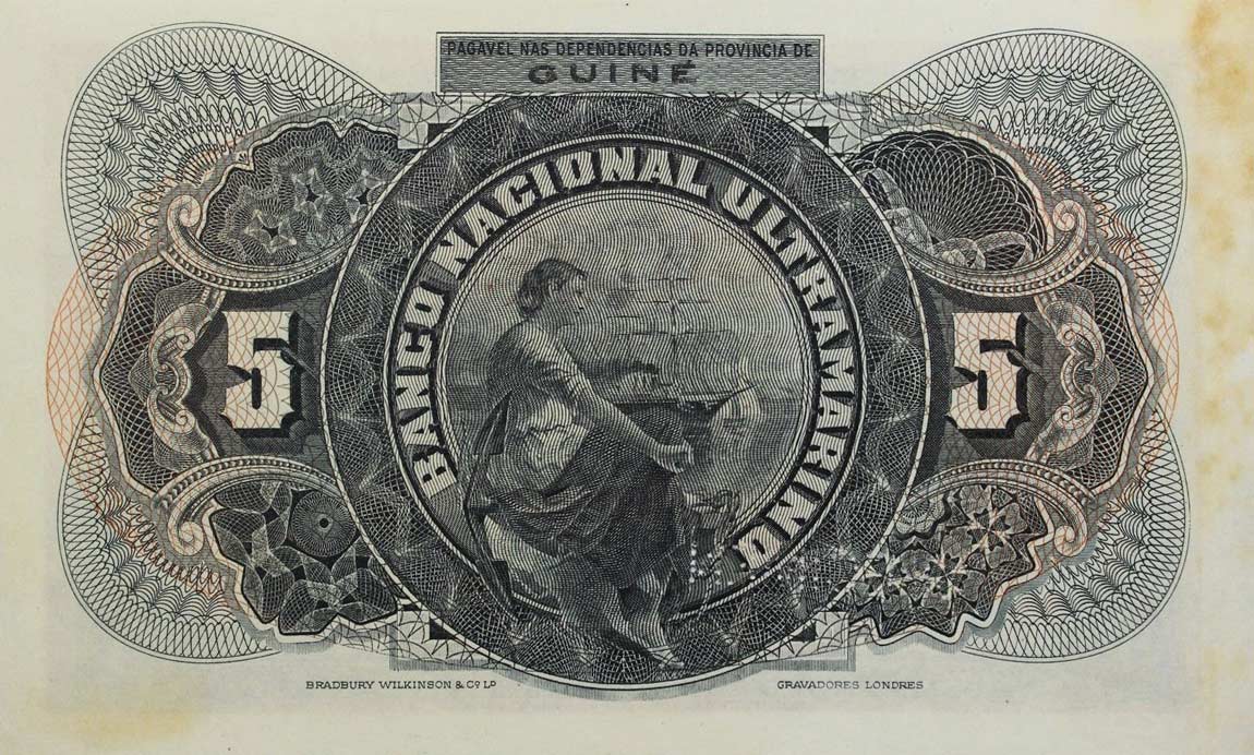 Back of Portuguese Guinea p14s: 5 Escudos from 1921