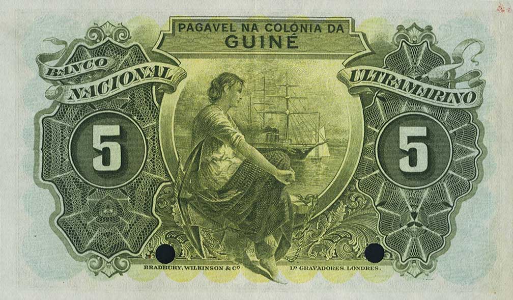 Back of Portuguese Guinea p25s: 5 Escudos from 1944