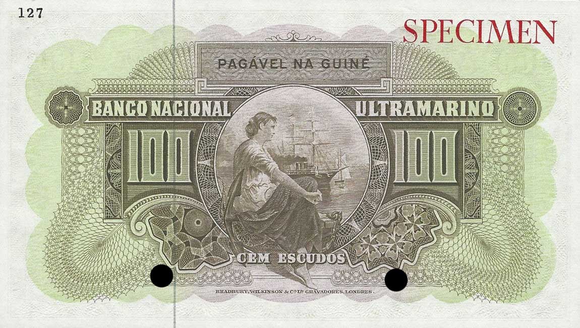 Back of Portuguese Guinea p38ct: 100 Escudos from 1958