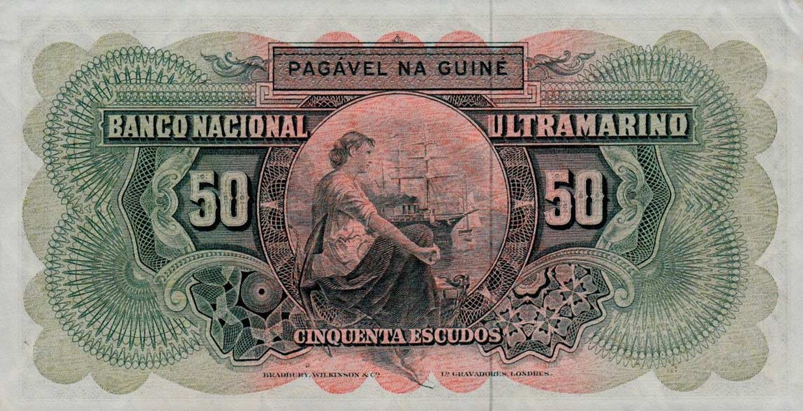 Back of Portuguese Guinea p40a: 50 Escudos from 1964
