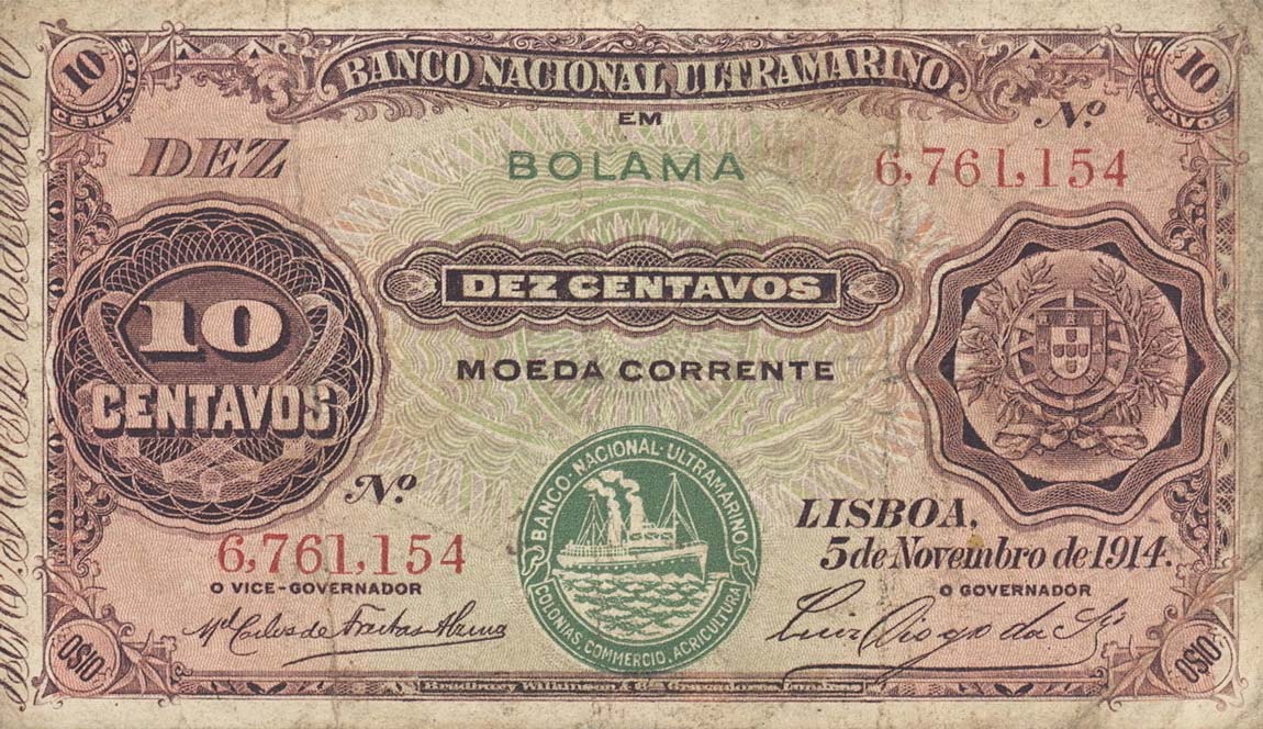 Front of Portuguese Guinea p9: 10 Centavos from 1914