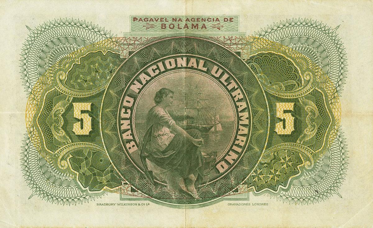 Back of Portuguese Guinea p3A: 5 Mil Reis from 1909
