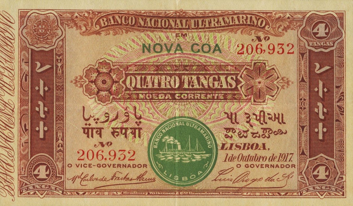 Front of Portuguese India p19: 4 Tangas from 1917