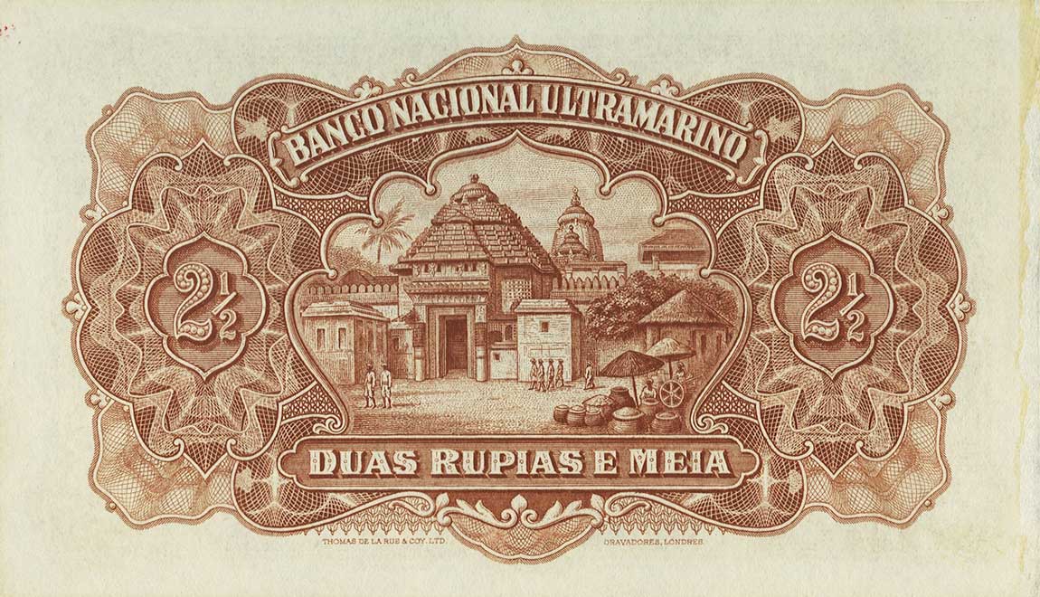 Back of Portuguese India p24ct: 2.5 Rupia from 1924