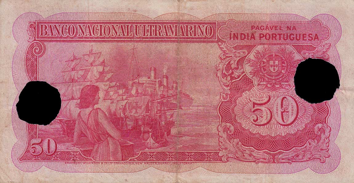 Back of Portuguese India p38x: 50 Rupia from 1945