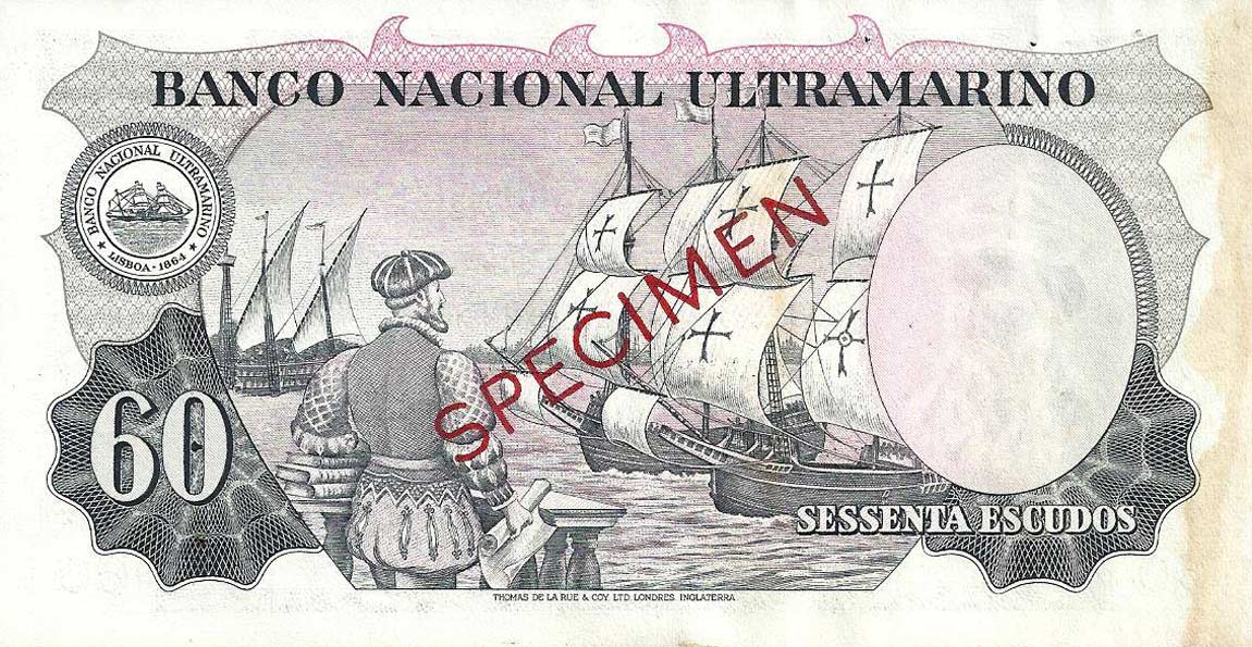 Back of Portuguese India p42s: 60 Escudos from 1959