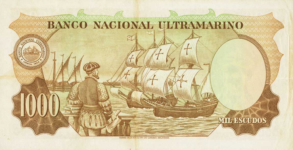 Back of Portuguese India p46a: 1000 Escudos from 1959