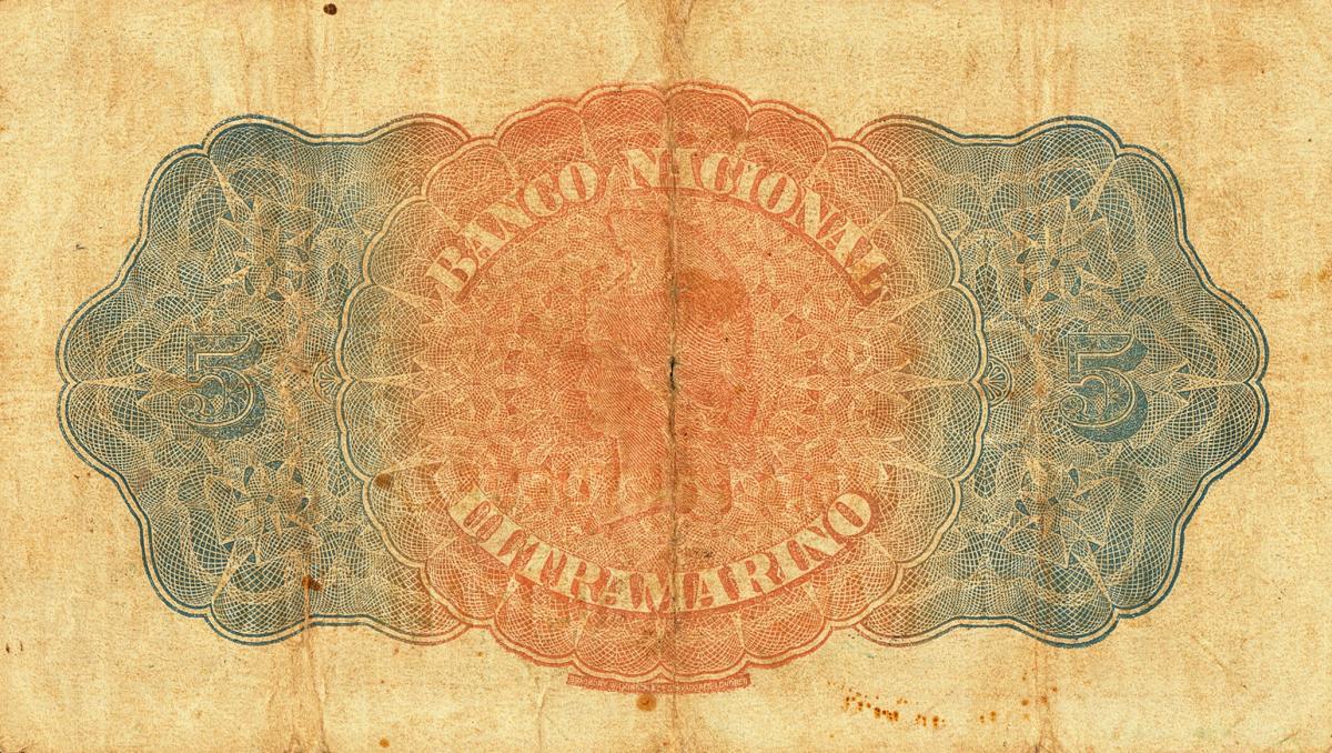 Back of Portuguese India p15b: 5 Rupia from 1918