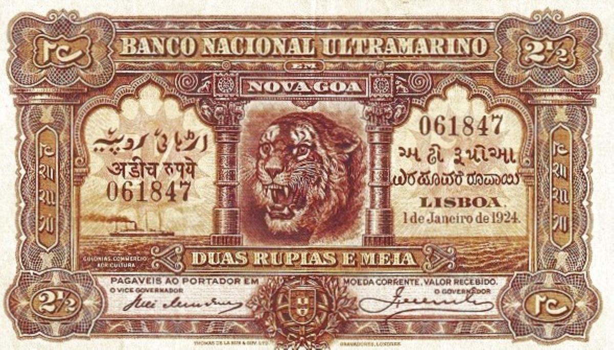 Front of Portuguese India p24a: 2.5 Rupia from 1924