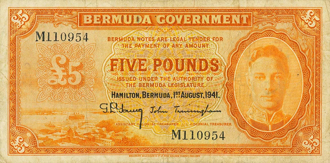 Front of Bermuda p13: 5 Pounds from 1941
