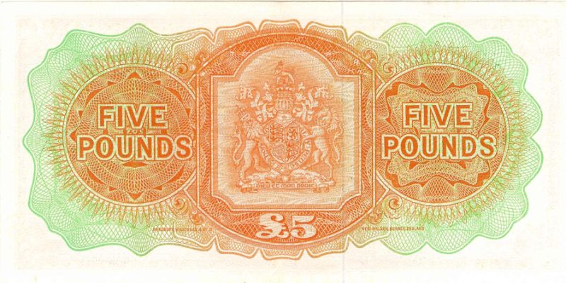 Back of Bermuda p21c: 5 Pounds from 1957