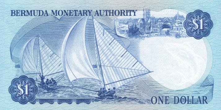 Back of Bermuda p28d: 1 Dollar from 1988