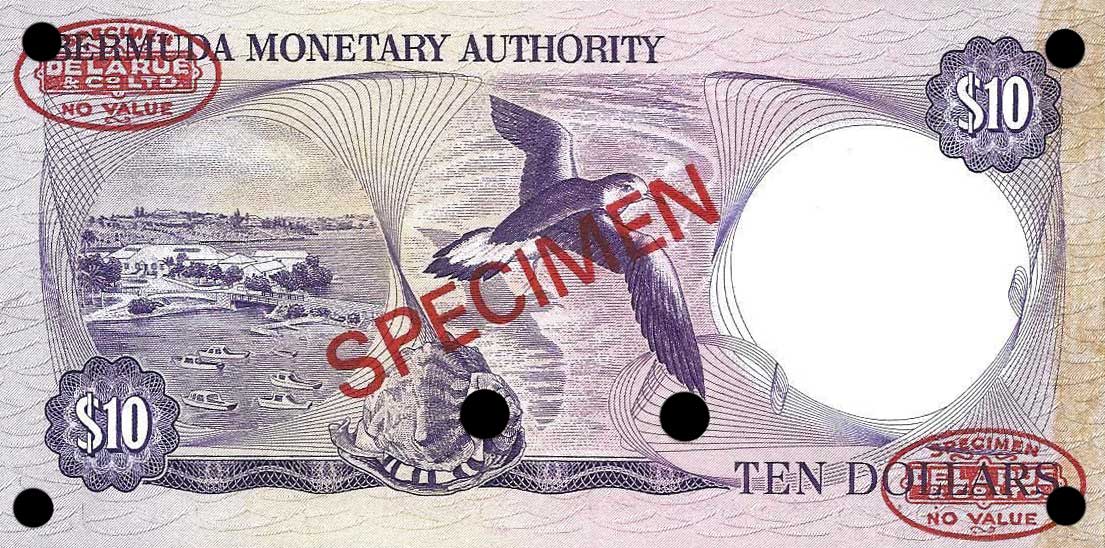Back of Bermuda p30s: 10 Dollars from 1978