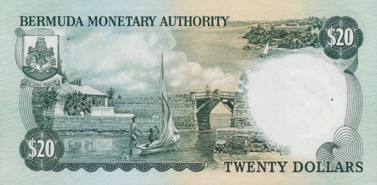 Back of Bermuda p31b: 20 Dollars from 1976