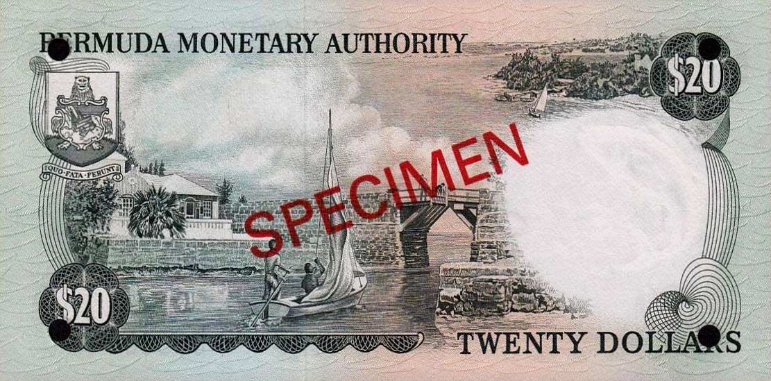 Back of Bermuda p31s: 20 Dollars from 1974