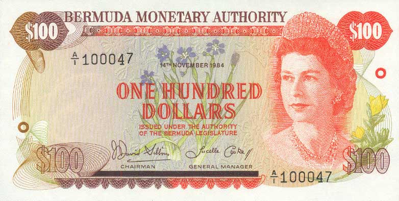 Front of Bermuda p33b: 100 Dollars from 1984