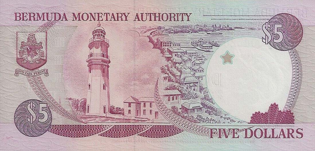 Back of Bermuda p35r: 5 Dollars from 1989