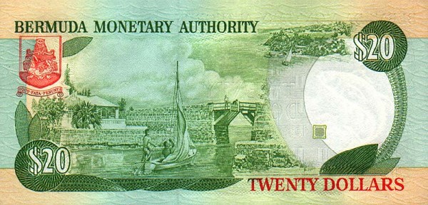 Back of Bermuda p37b: 20 Dollars from 1989