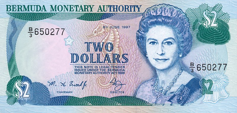 Front of Bermuda p40Ab: 2 Dollars from 1997