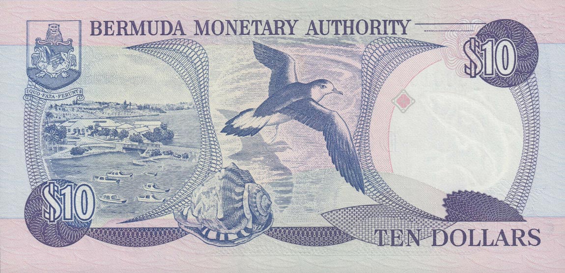 Back of Bermuda p42b: 10 Dollars from 1996