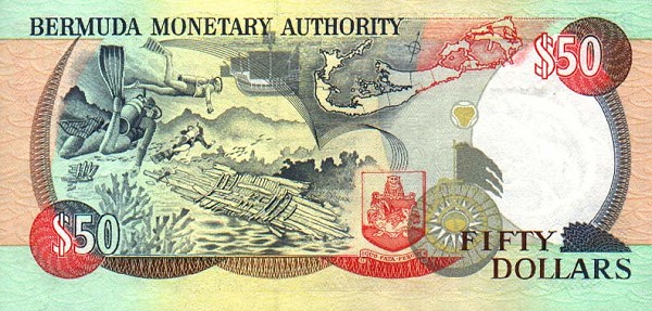Back of Bermuda p44c: 50 Dollars from 1996