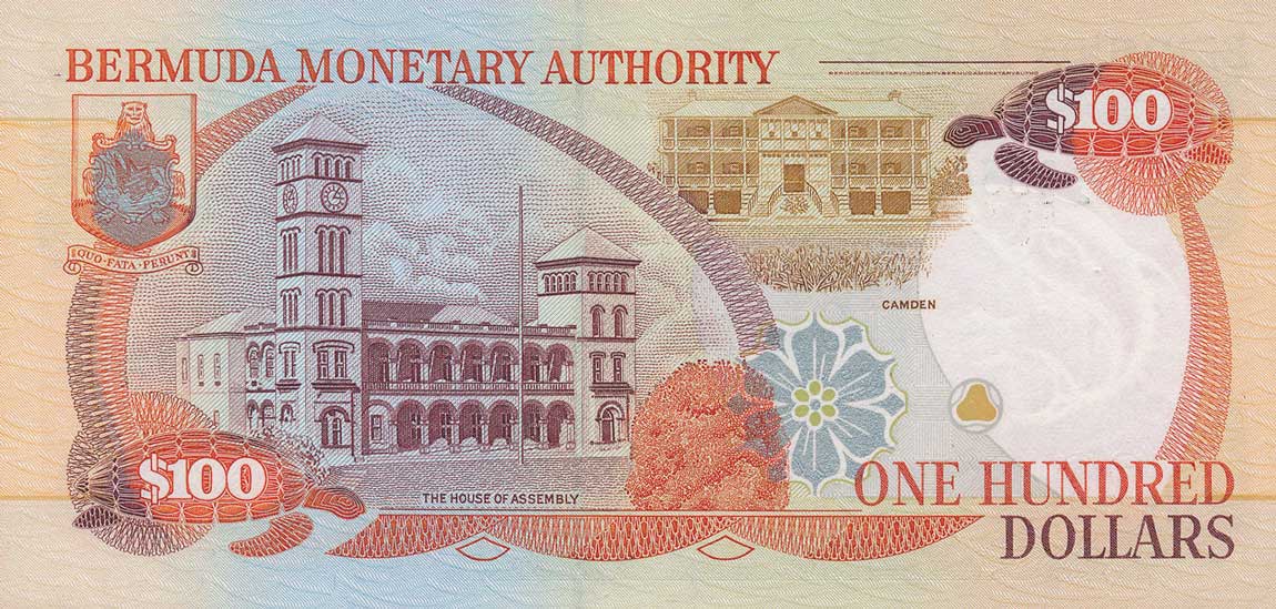 Back of Bermuda p45r: 100 Dollars from 1996