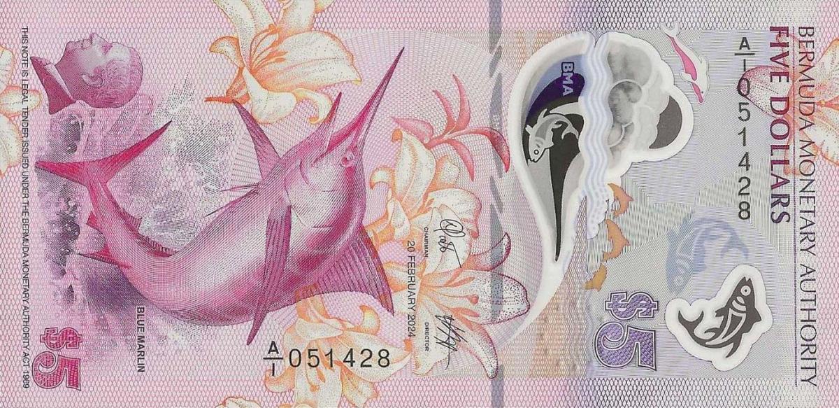 Front of Bermuda p64: 5 Dollars from 2024