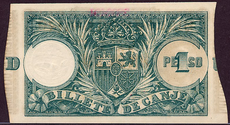 Back of Puerto Rico p7c: 1 Peso from 1895