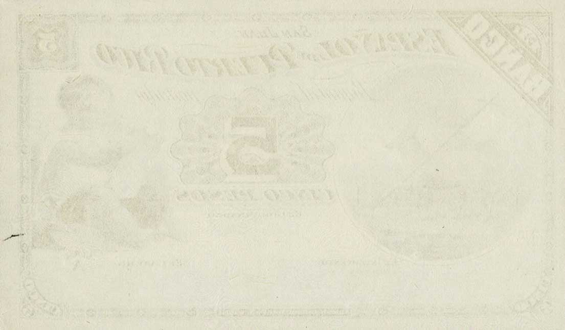 Back of Puerto Rico p8: 5 Pesos from 1889