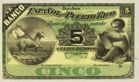 p8 from Puerto Rico: 5 Pesos from 1889