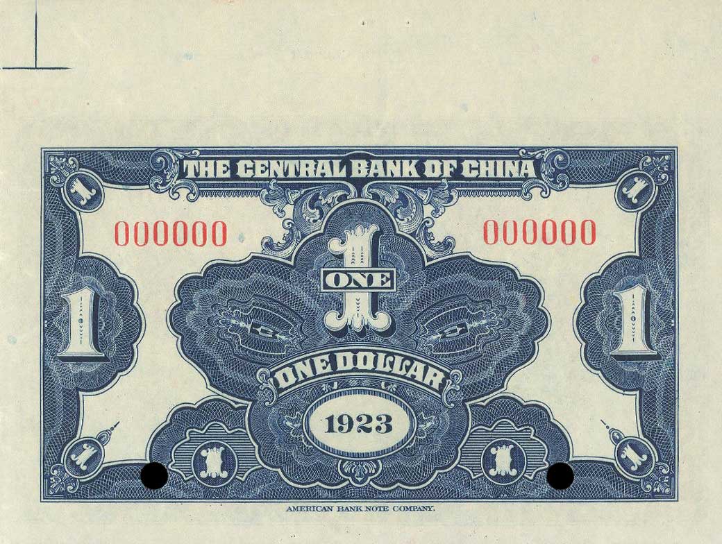 Back of China p171s: 1 Dollar from 1923