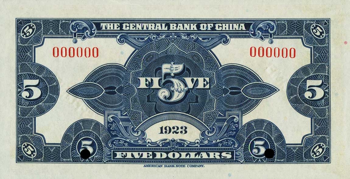 Back of China p173s: 5 Dollars from 1923