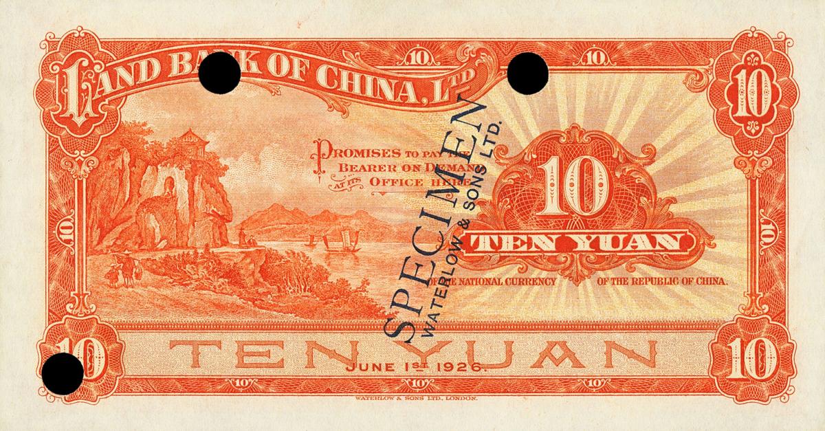 Back of China p503ct: 10 Dollars from 1926