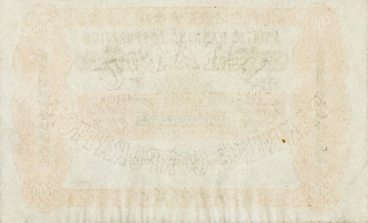 Back of China pS117E: 500 Taels from 1800