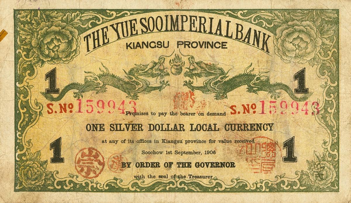 Back of China pS1228: 1 Dollar from 1906