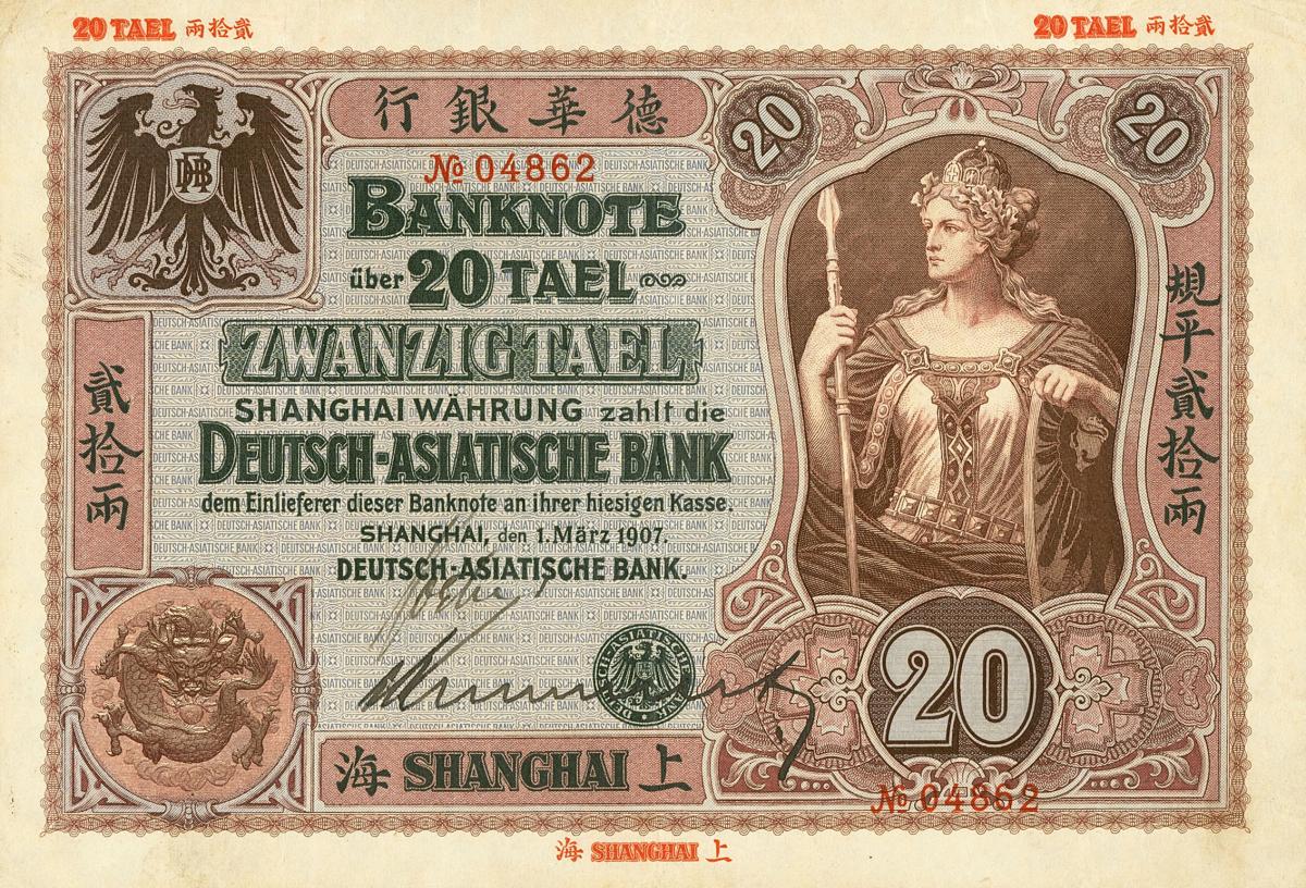 Front of China pS292: 20 Taels from 1907