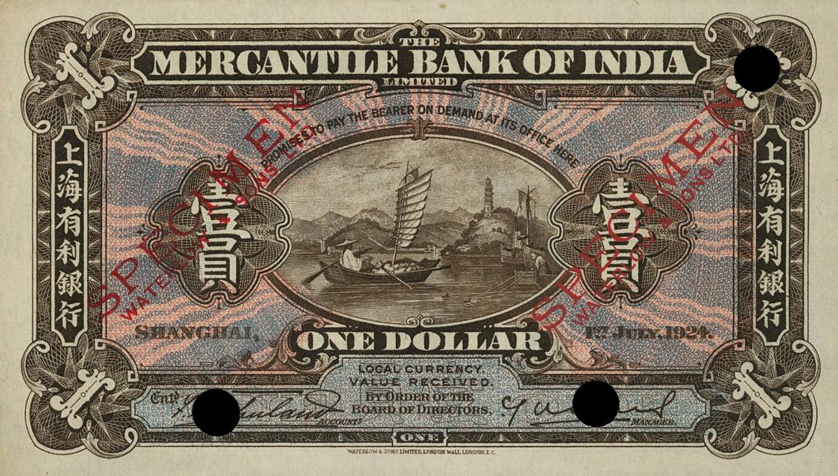 Front of China pS446ct: 1 Dollar from 1924