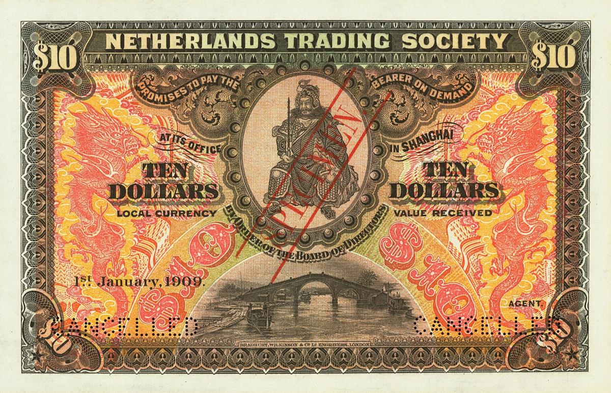 Front of China pS459s: 10 Dollars from 1909