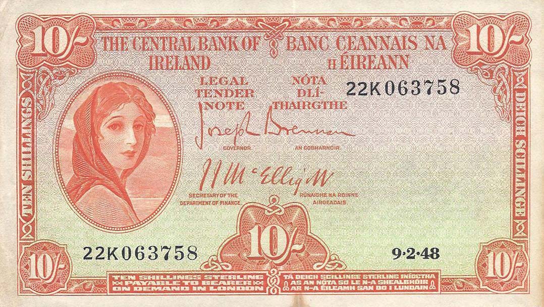 Front of Ireland, Republic of p56b1: 10 Shillings from 1945