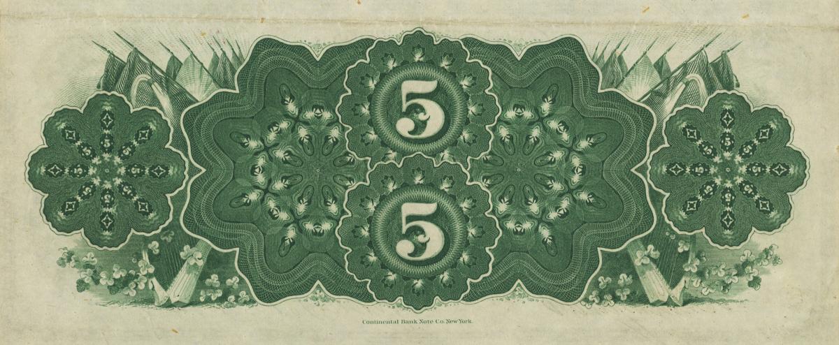 Back of Ireland, Republic of pS101: 5 Dollars from 1866