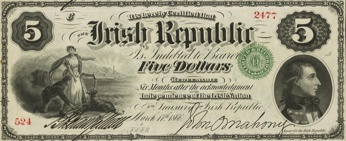Front of Ireland, Republic of pS101: 5 Dollars from 1866
