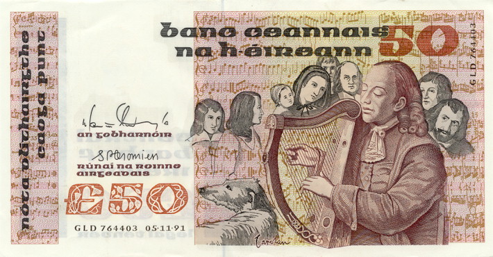 Front of Ireland, Republic of p74b: 50 Pounds from 1991