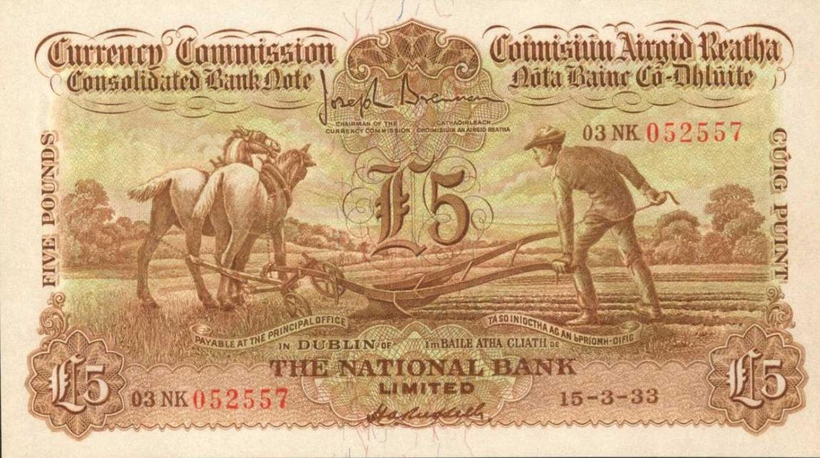 Front of Ireland, Republic of p27: 5 Pounds from 1929