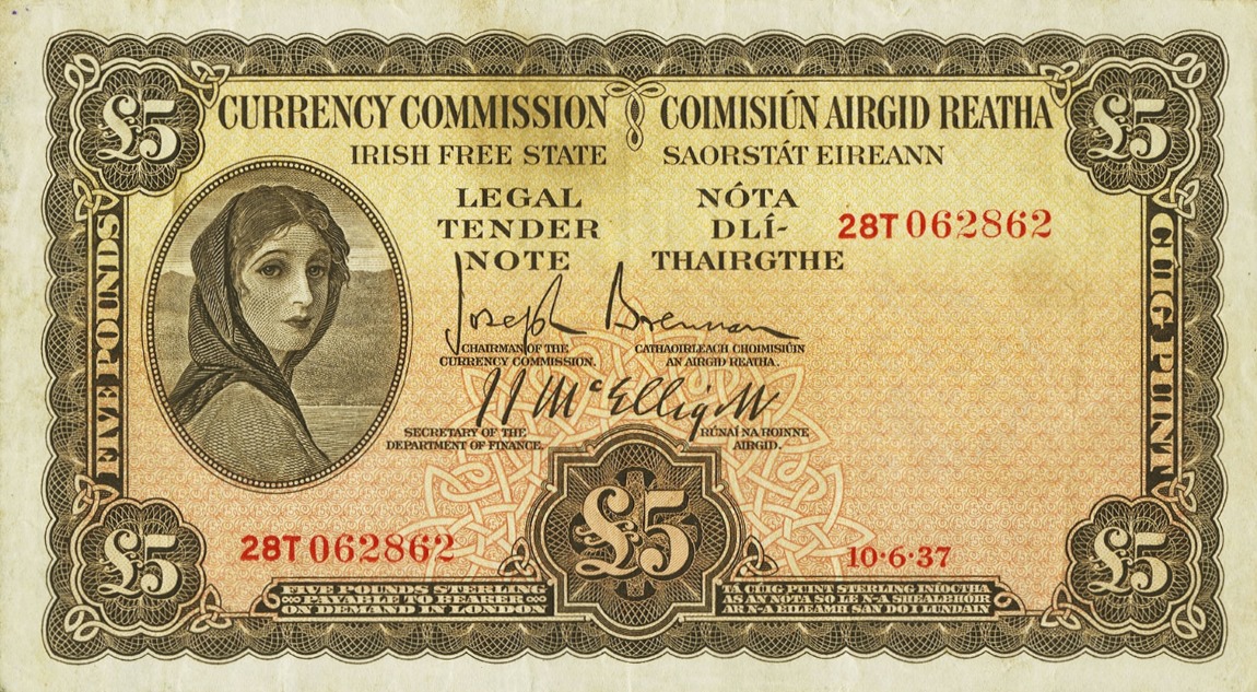 Front of Ireland, Republic of p3Ab: 5 Pounds from 1932